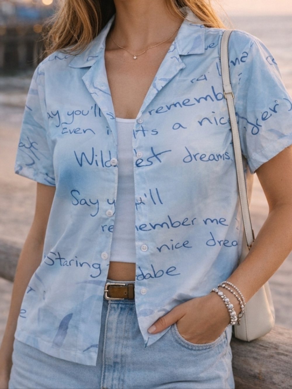 Taylor Swift 1989 Taylor’s Version Lyric Button Up Shirt Wildest Dreams Medium